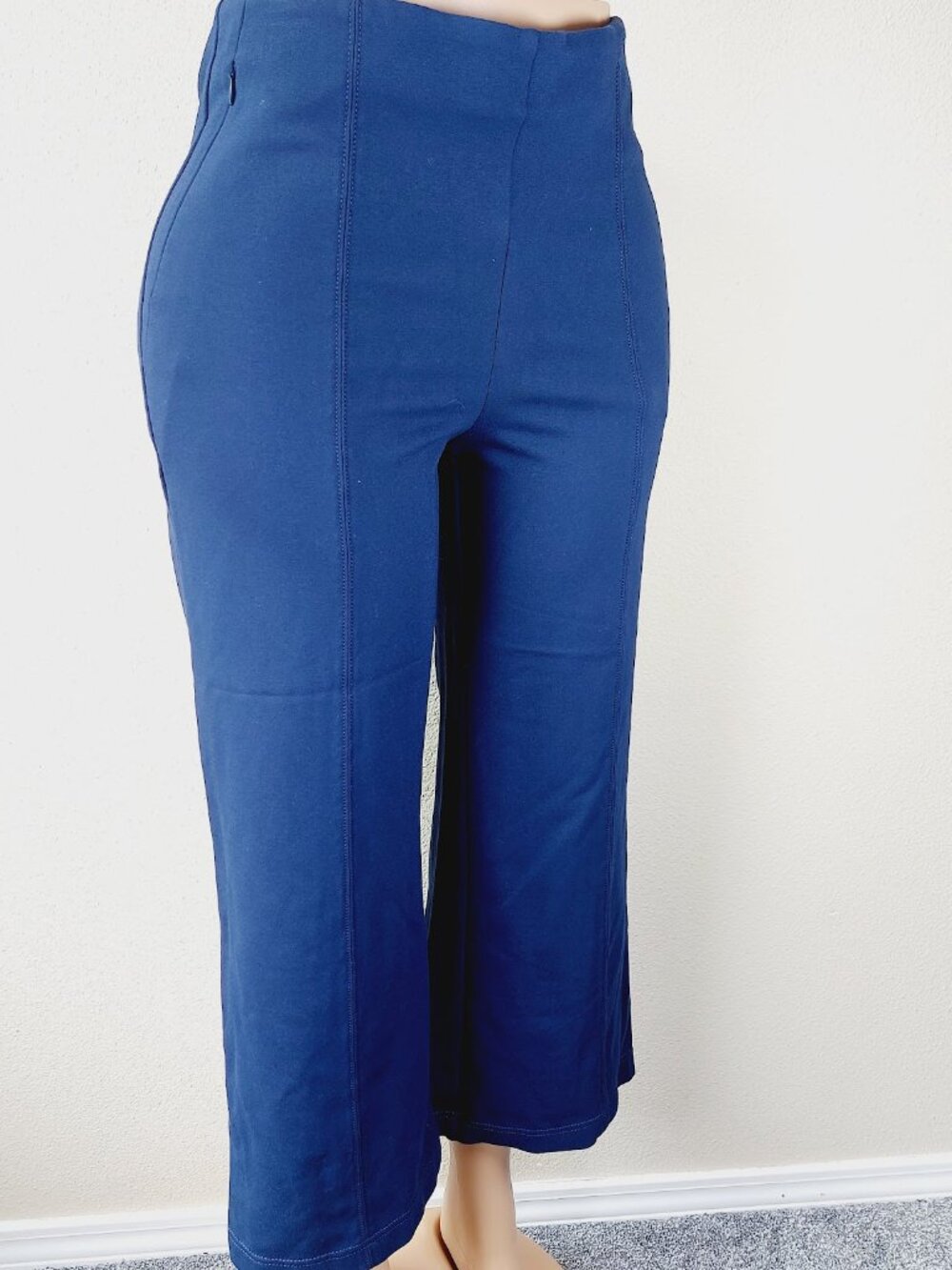 Loft Women's Indigo Blue Waistband Pleated Pull On Wide-Leg Pants Size LP - Picture 4 of 7